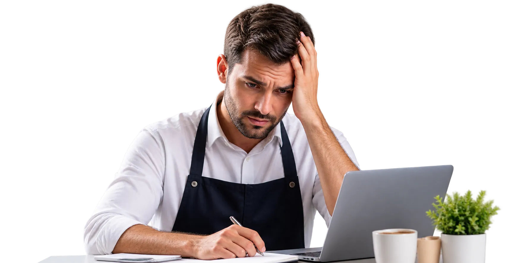 Business owner dealing with missed customer calls